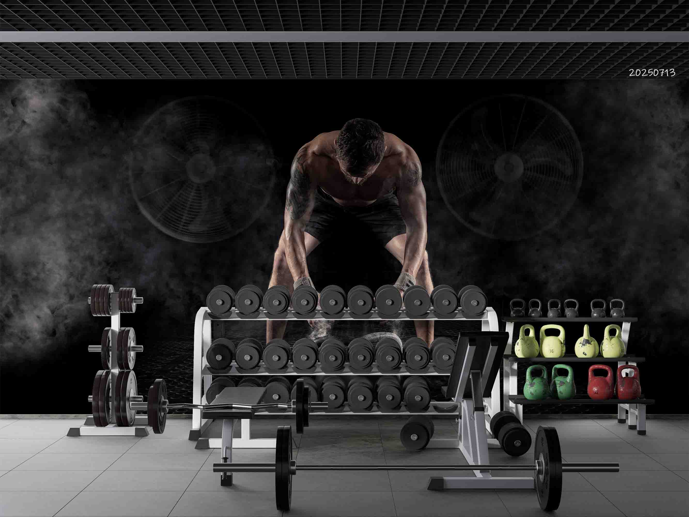 3D Gym Fitness Gymnasium Dumbbell Wall Mural Wallpaper 19