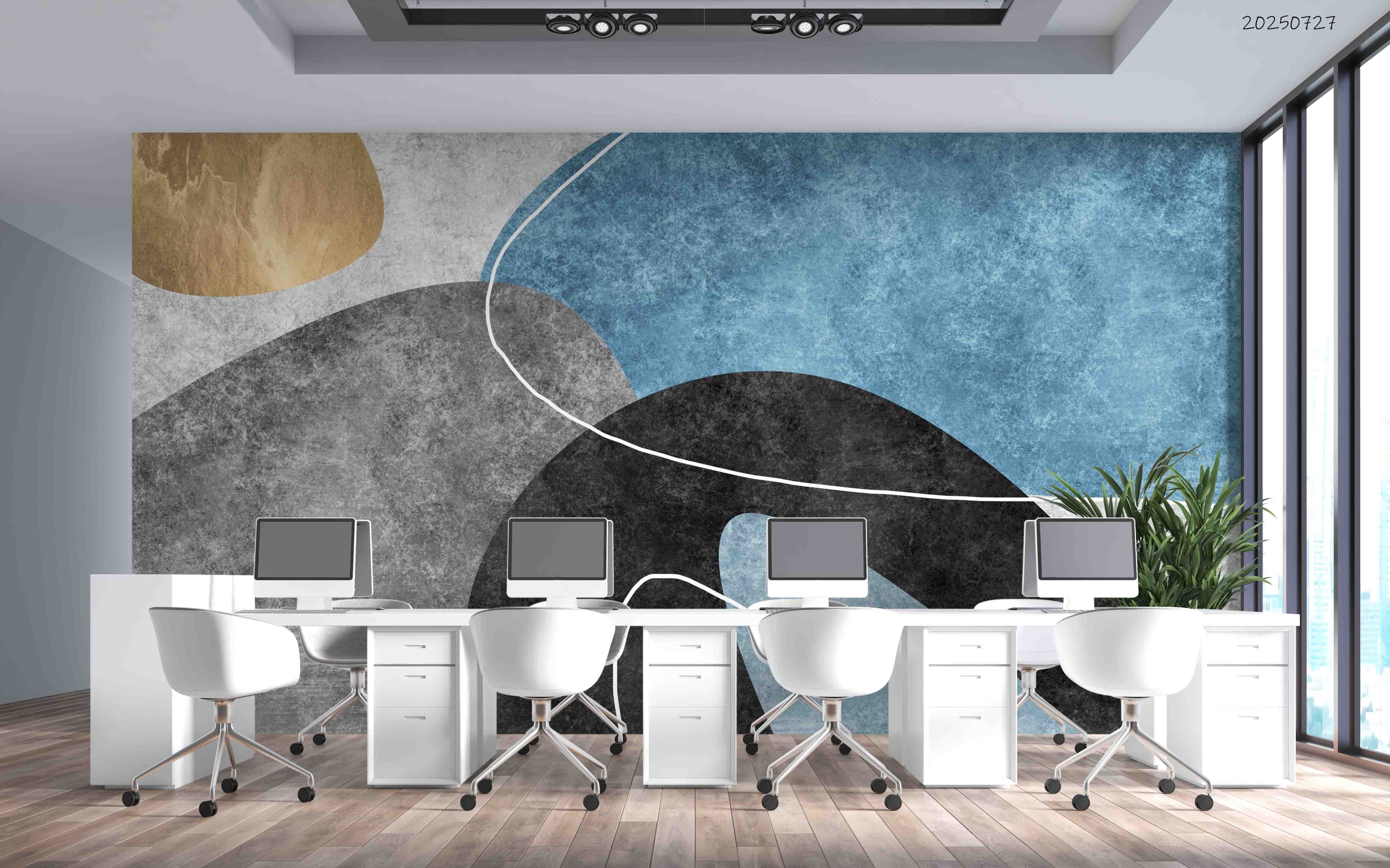 3D Office Business Commerce Geometric Lines Wall Mural Wallpaper 19