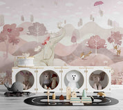 3D Tree Fox Elephant Rabbit Bird Umbrella Wall Mural Wallpaper YXL 392