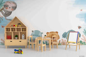 3D Childcare Nursery School Cartoon Animals Kids Wall Mural Wallpaper JN