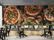 3D Italian Pizza Salad Red Wine Wall Mural Wallpaper GD 5521- Jess Art Decoration