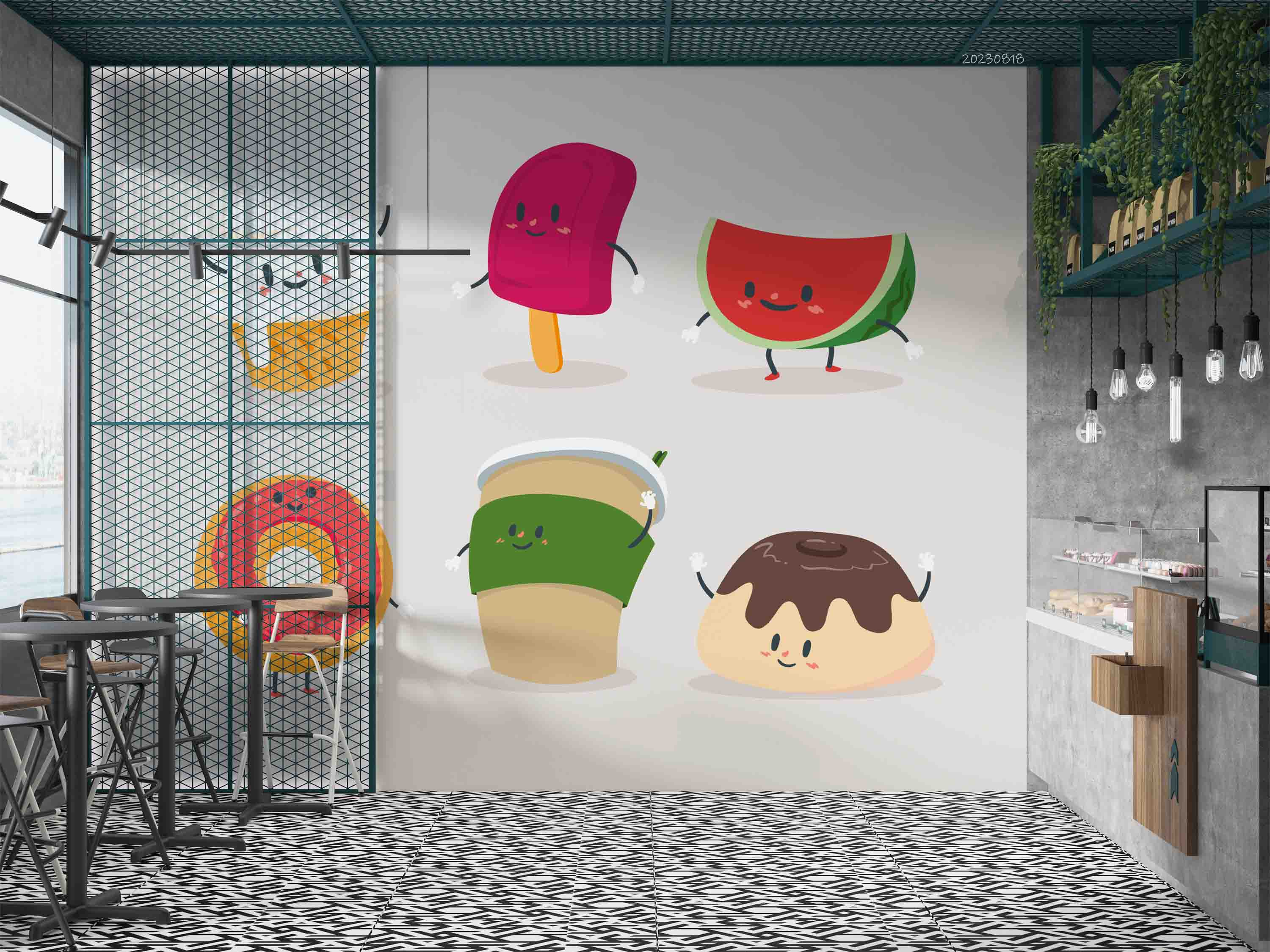 3D Ice Cream Popsicle White Wall Mural Wallpaper YXL 2317