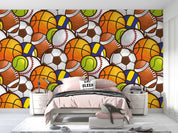 Watercolor Ball Set Sports Wallpaper sports & entertainment wall mural for games room or entertainment space - view 4