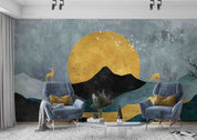 3D Abstract Mountains Sunrise Deer Wallpaper Wall Mural Wall Decor Wall Art Wall Sticker Remoable Wallpaper LQH 52