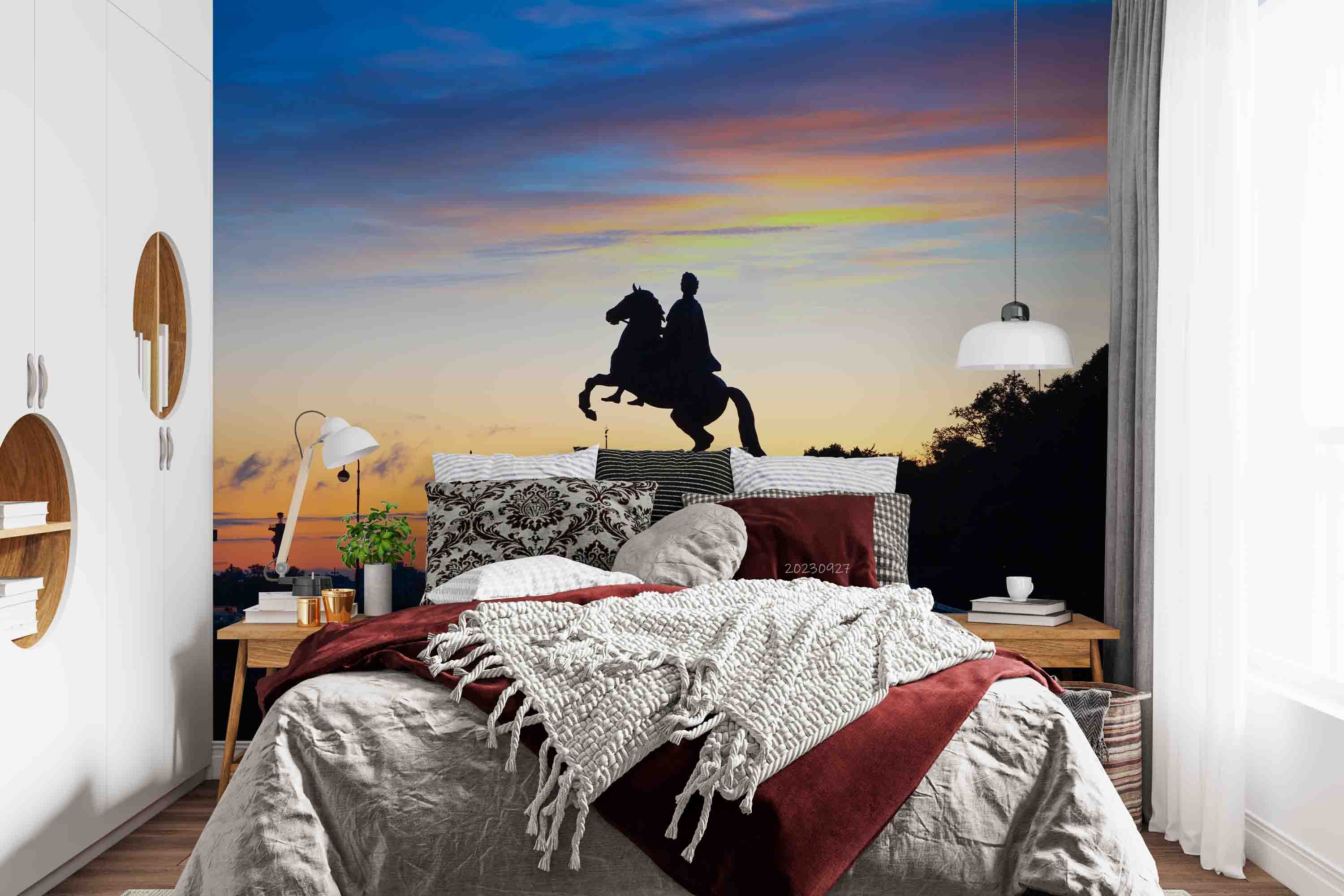 3D Urban Architecture Horse Person Sea Wall Mural Wallpaper YXL 2454