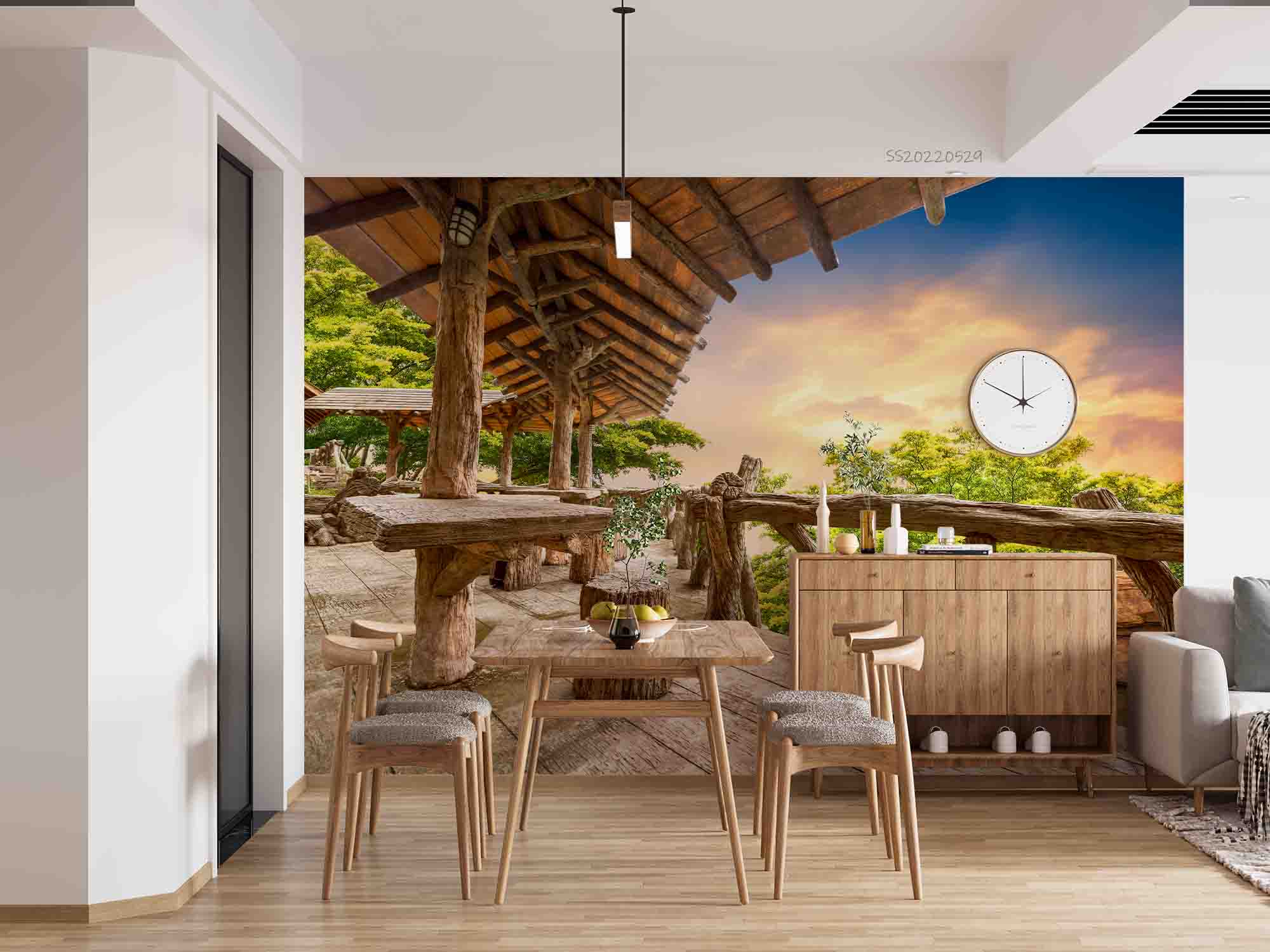 3D Wooden Porch Sunset Nature View Wall Mural Wallpaper GD 4395- Jess Art Decoration