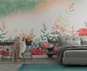 3D Watercolor Red Floral Wallpaper Wall Mural Wall Decor Wall Art Wall Sticker Remoable Wallpaper
