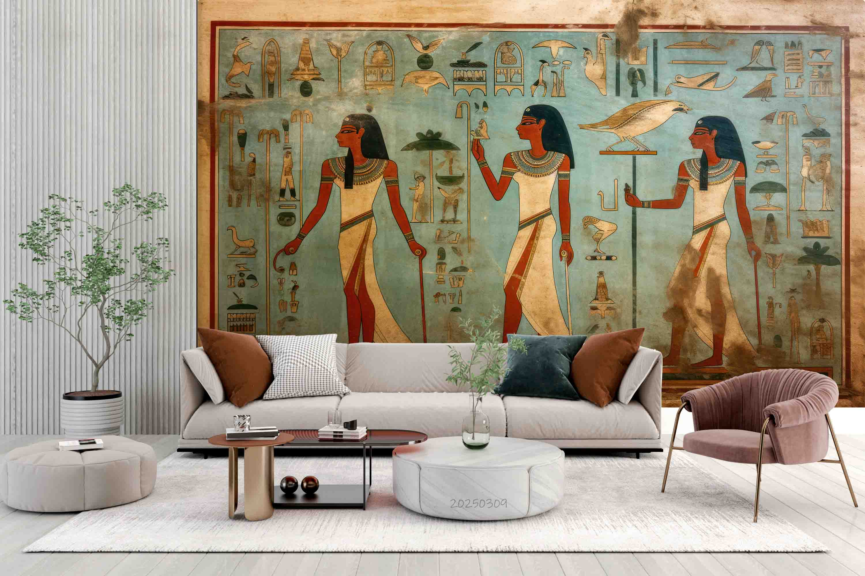 3D Ancient Egypt Gold Eagle Egyptian Hieroglyphics Symbols Painting Wallpaper Wall Mural Wall Decor Wall Art Wall Sticker Remoable Wallpaper LQH