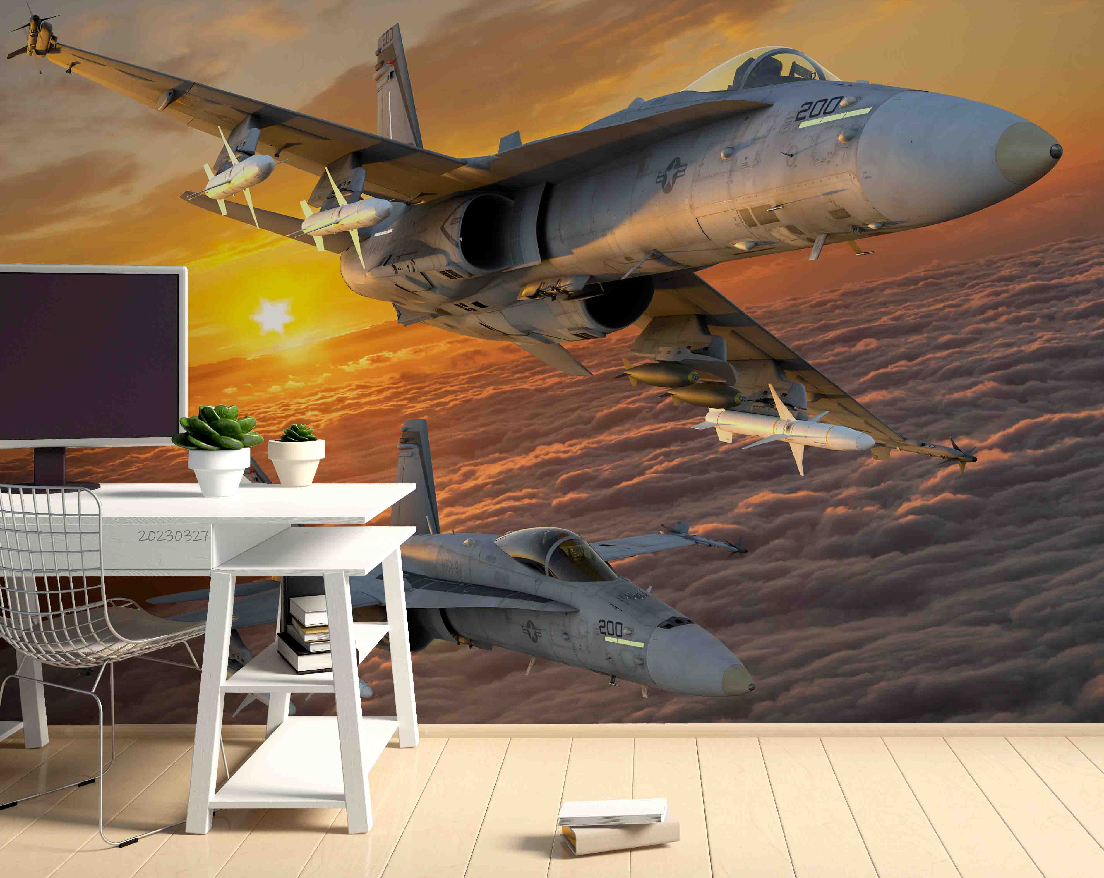 3D Boeing F-18 F Super Hornet Wall Mural Wallpaper GD 5413- Jess Art Decoration