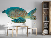 3D Watercolor Turtle Pattern White Background Wall Mural Wallpaper GD 3800- Jess Art Decoration
