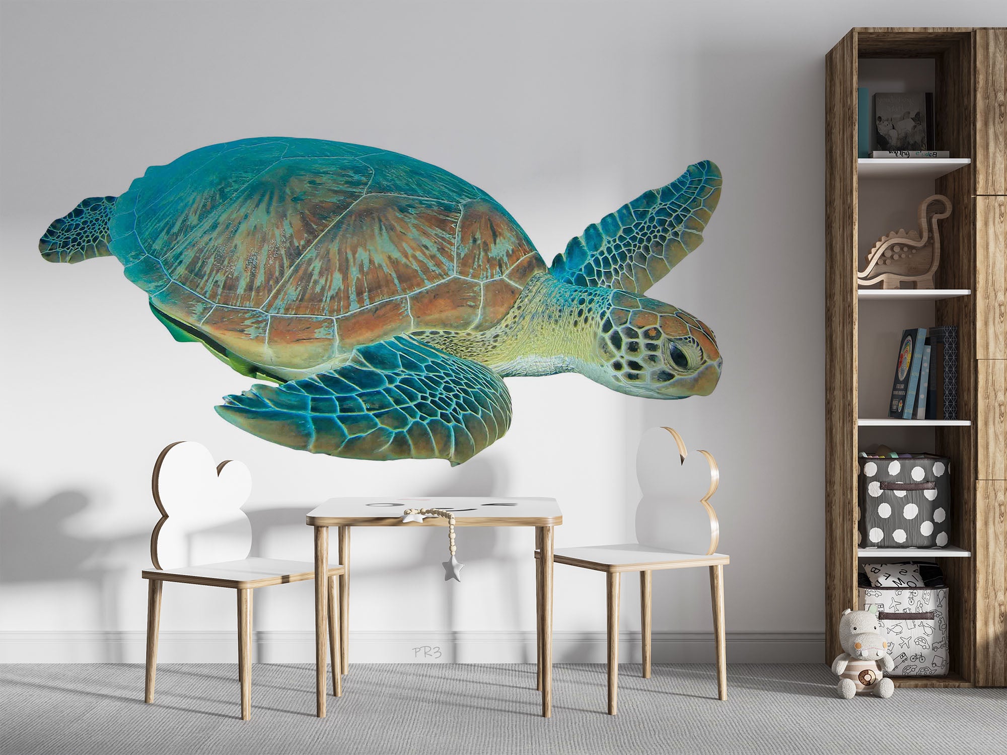 3D Watercolor Turtle Pattern White Background Wall Mural Wallpaper GD 3800- Jess Art Decoration