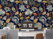 3D Vintage Floral Black Background Wall Mural Wallpaper GD 4614- Jess Art Decoration