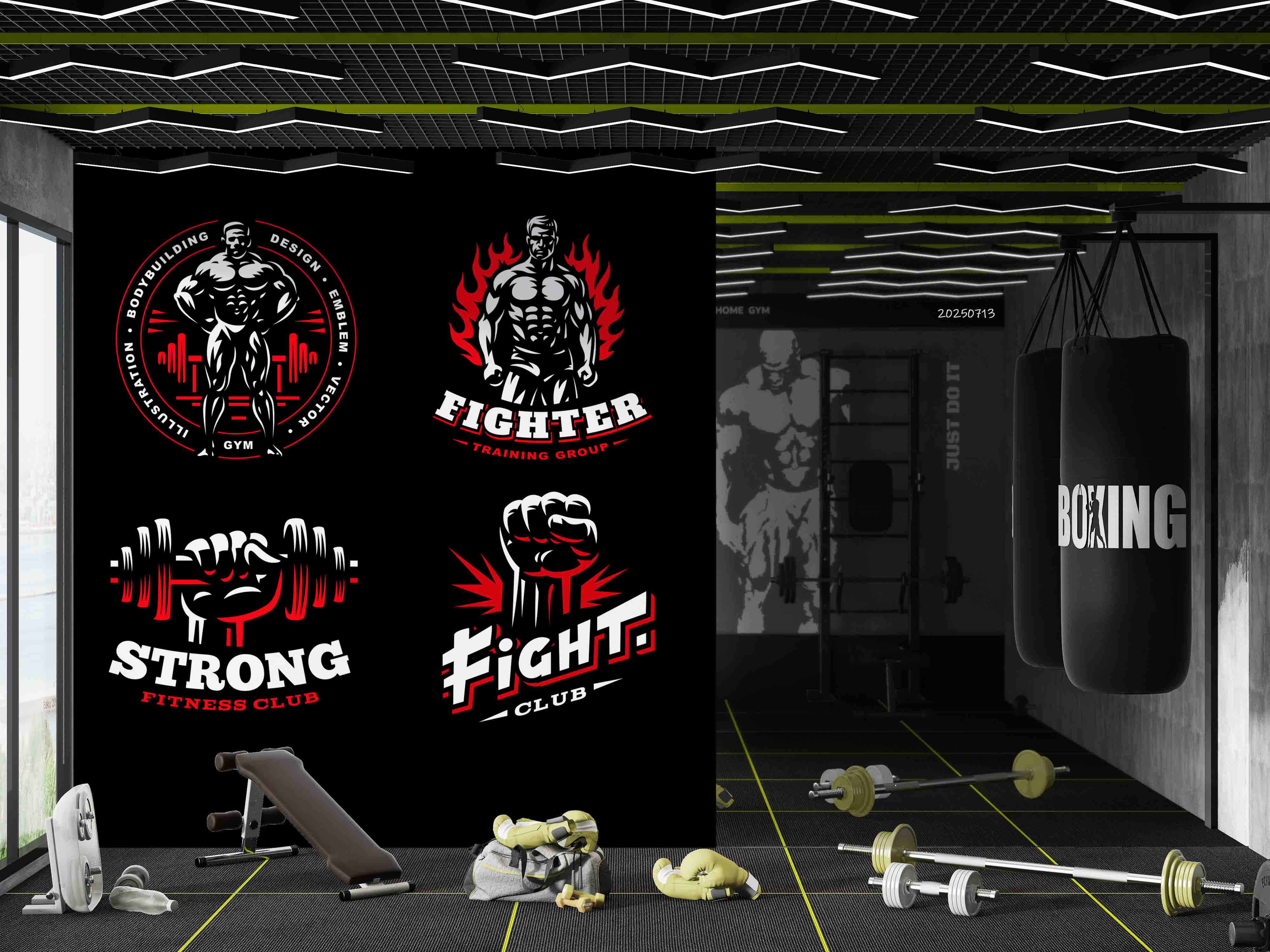 3D Gym Fitness Gymnasium Wall Mural Wallpaper 60