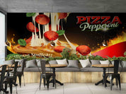 3D Restaurant Snack Bar Diner Fast Food Pizza Wall Mural Wallpaper 48