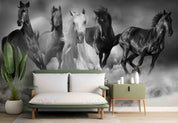 3D Five Horses Running Desert Dust Wall Mural Wallpaper GD 4761- Jess Art Decoration