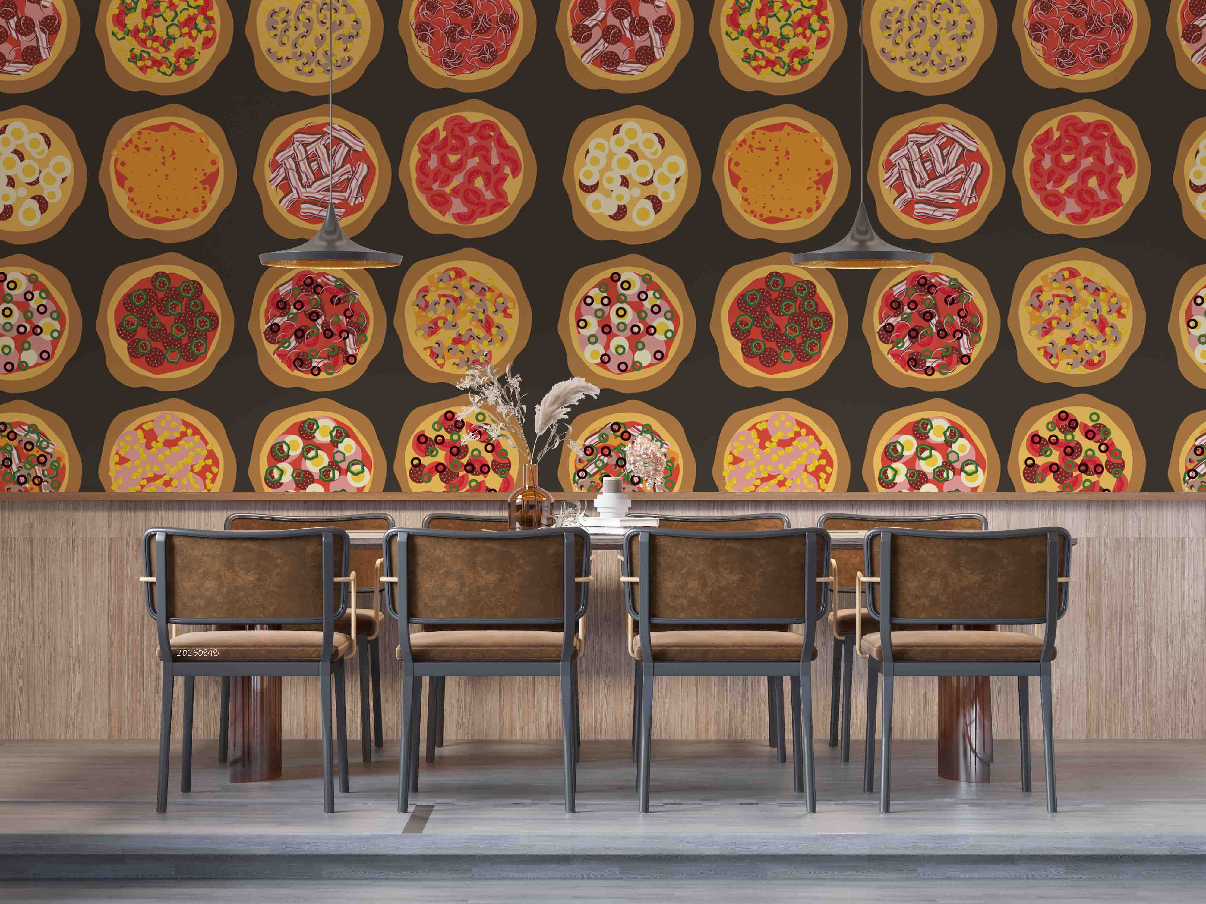 3D Restaurant Snack Bar Diner Fast Food Pizza Wall Mural Wallpaper 72