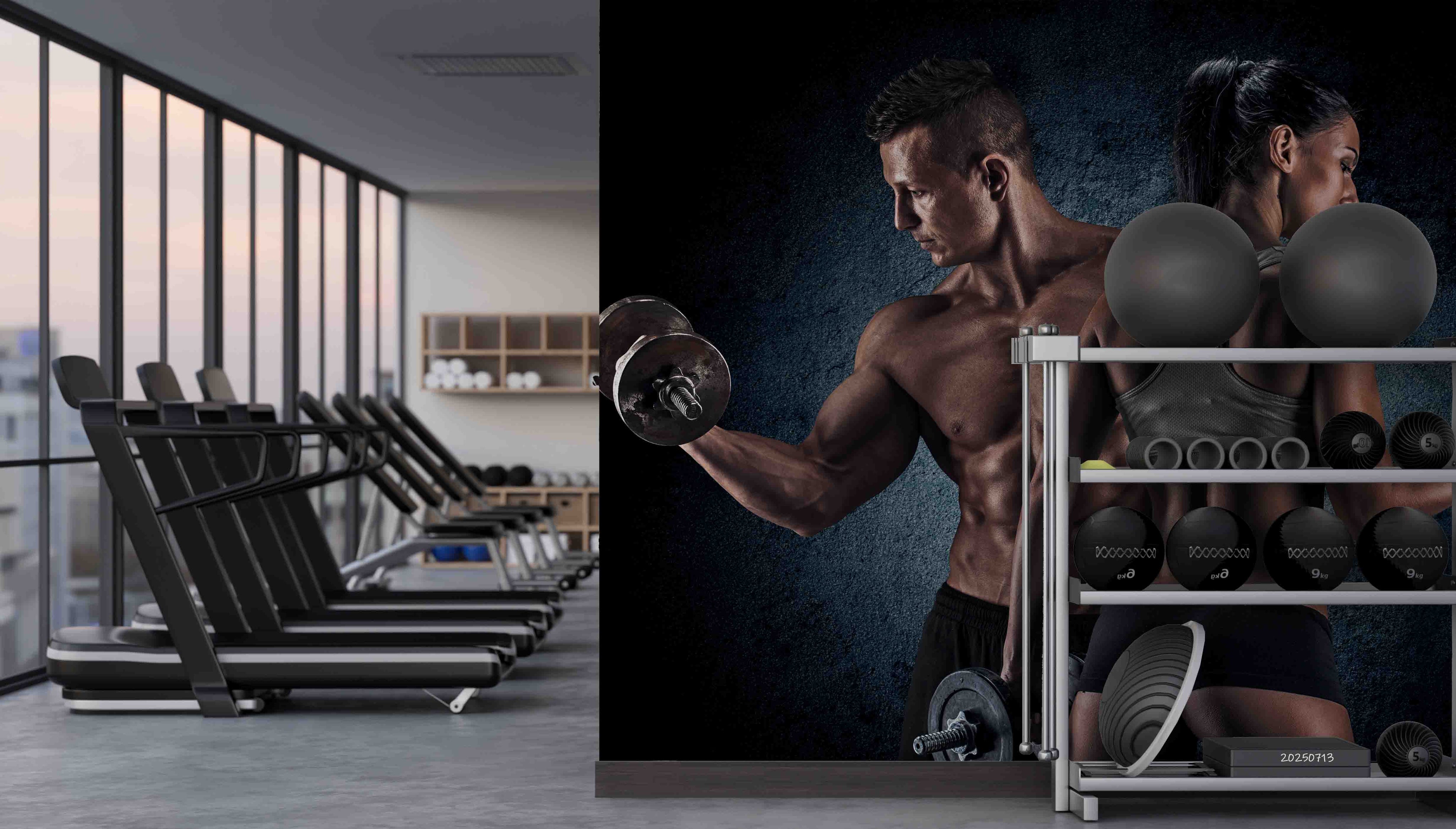 3D Gym Fitness Gymnasium Dumbbell Wall Mural Wallpaper 69