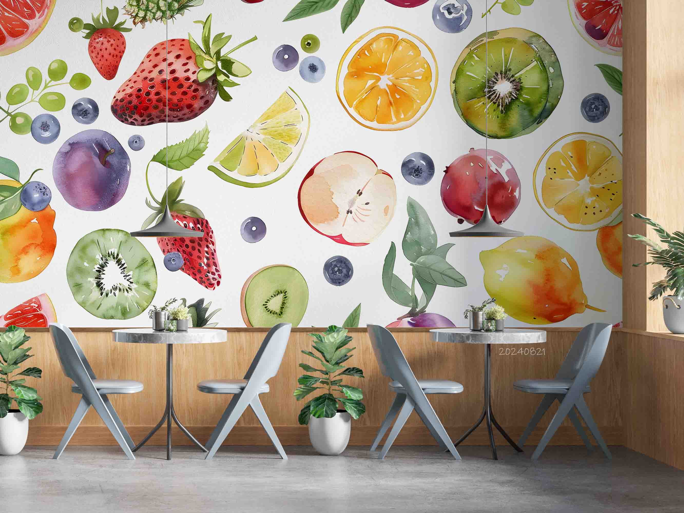 3D Apple Strawberry Kiwi Fruit Wall Mural Wallpaper YXL 283