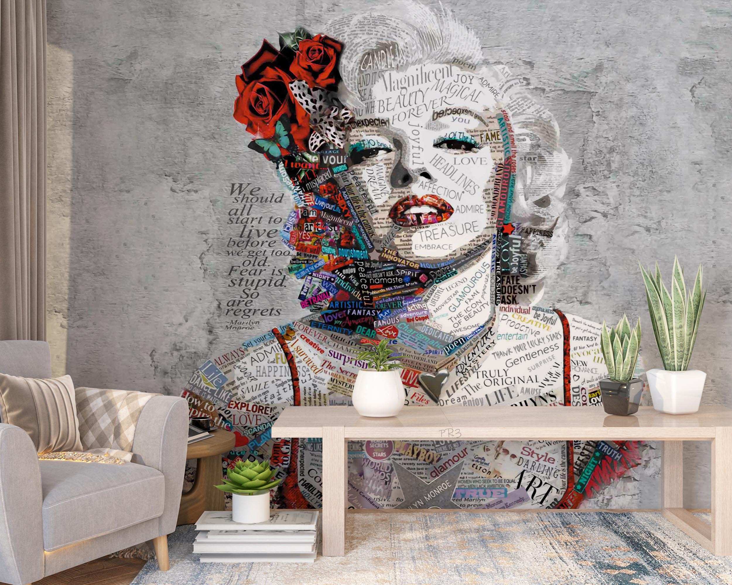 3D Graffiti Pop Star Portrait graffiti pop art woman portrait wall mural wallpaper for living room - view 4