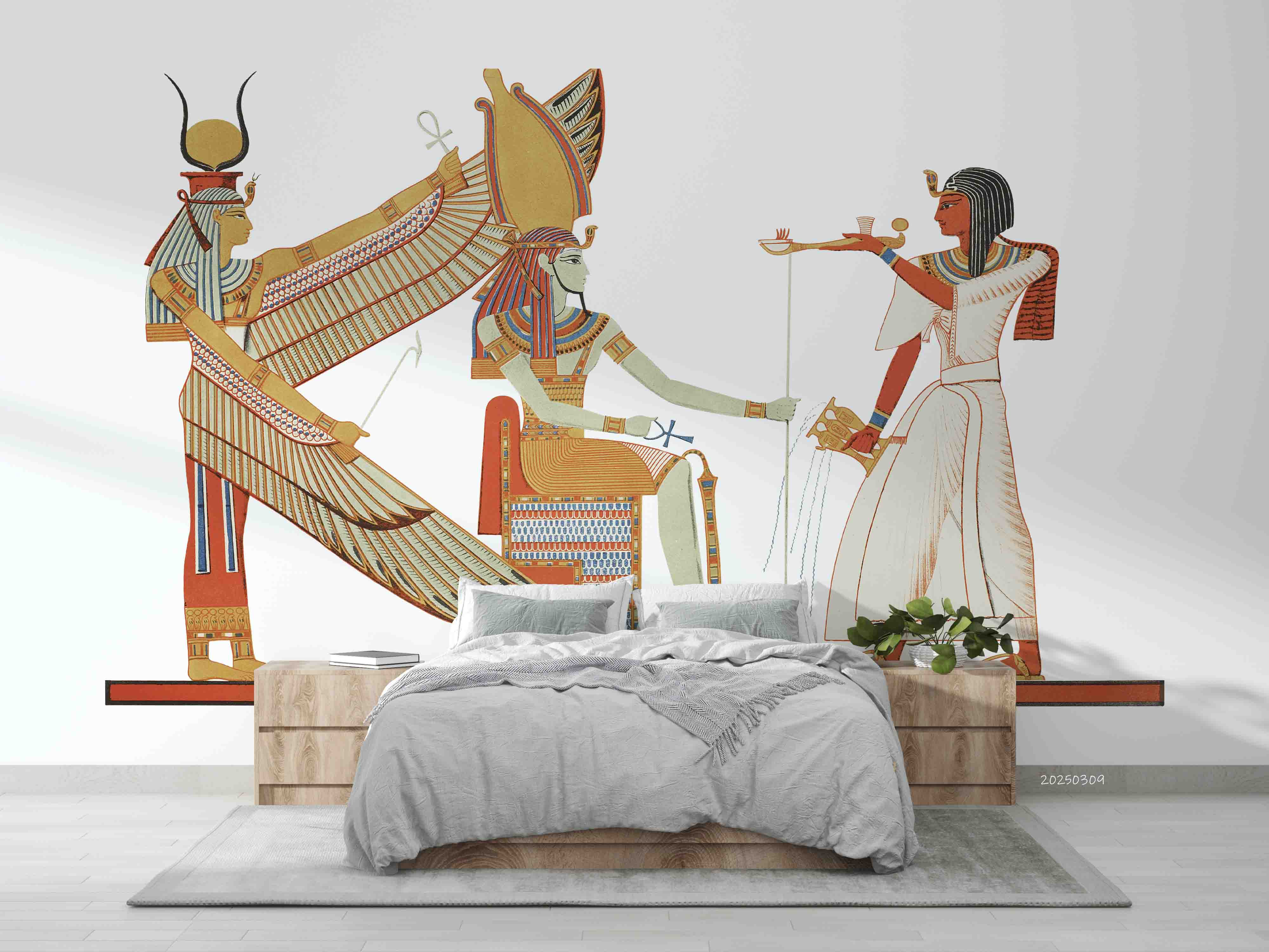 3D Egyptian Ritual Vintage Illustration Transparent Background Wallpaper Wall Mural Wall Decor Wall Art Wall Sticker Remoable Wallpaper LQH
