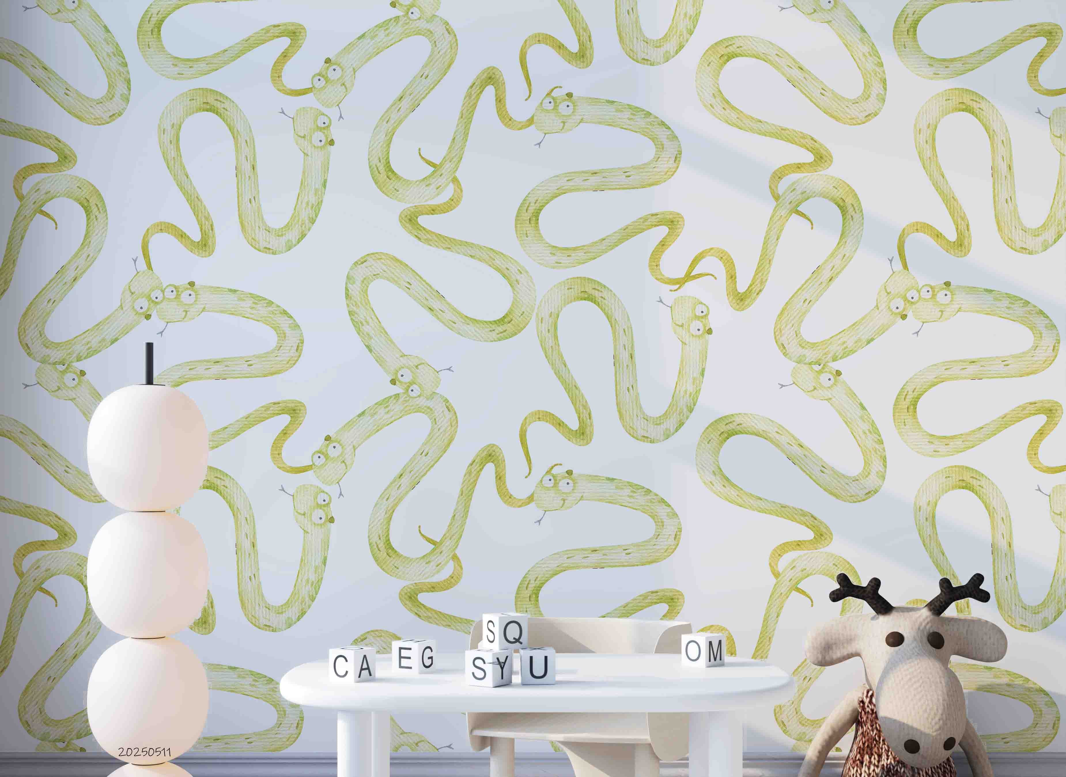 3D Cartoon Animal Golden Snake Kids Wallpaper Wall Mural Wall Decor Wall Art Wall Sticker Remoable Wallpaper