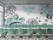 3D Restaurant Snack Bar Diner Fast Food Sea Food Wall Mural Wallpaper 55