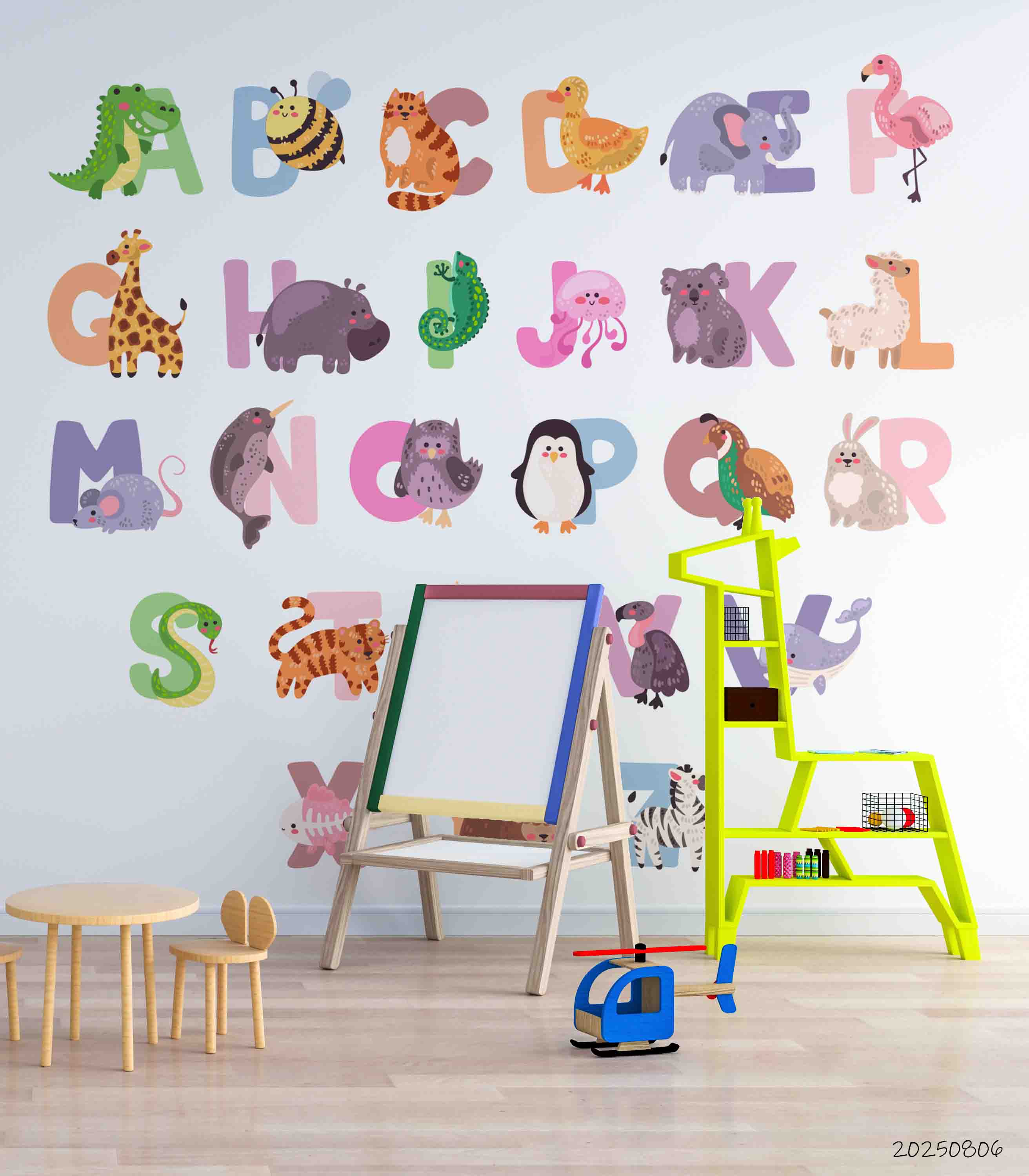 3D Childcare Nursery School Cartoon Kids Animals Letters Wall Mural Wallpaper JN 64