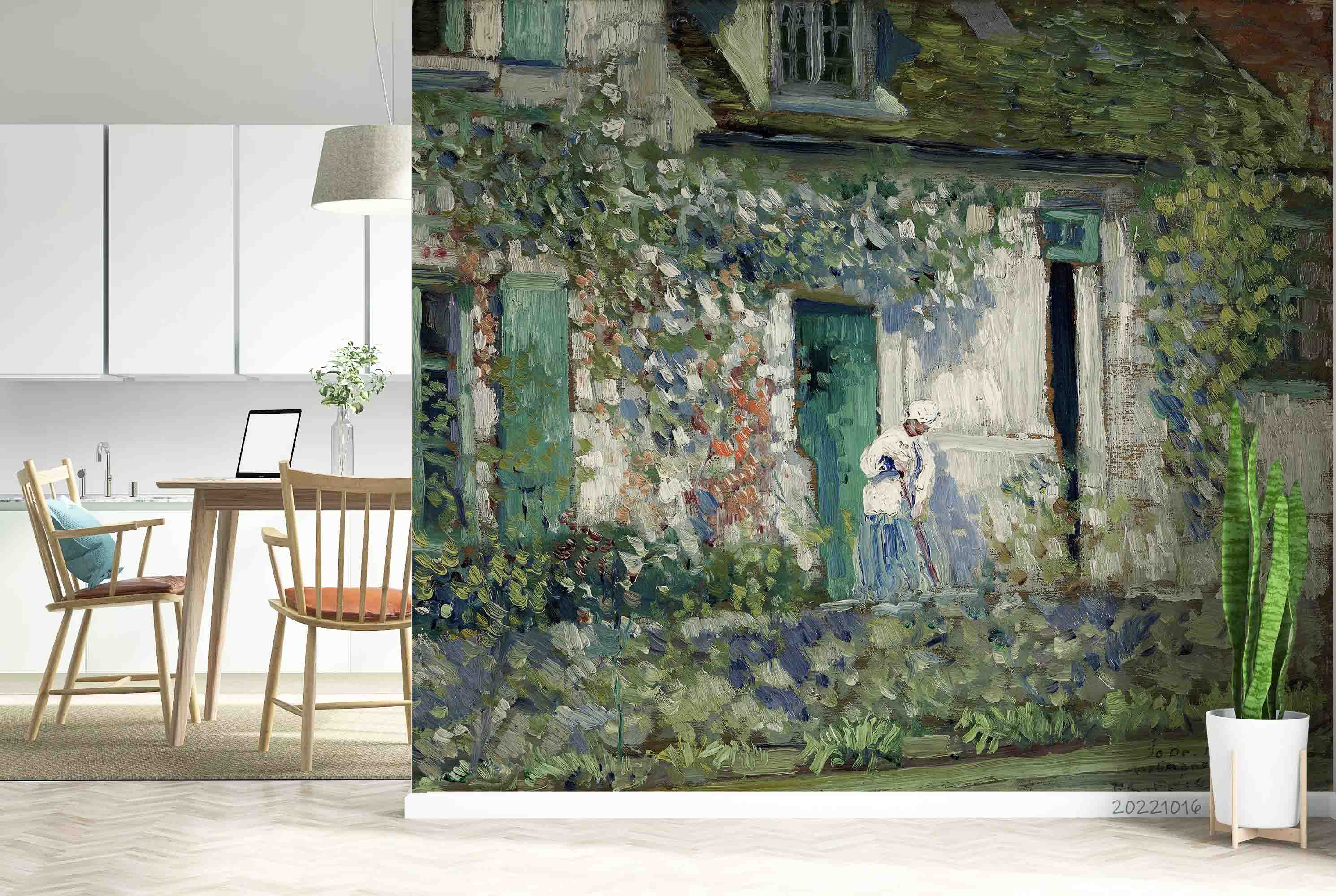 3D Oil Painting House Women Sweeping Wall Mural Wallpaper GD 2965- Jess Art Decoration