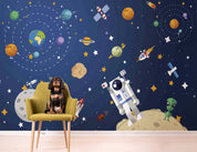 3D Cartoon Space Planet Satellite Star Wall Mural Wallpaper GD 4551- Jess Art Decoration