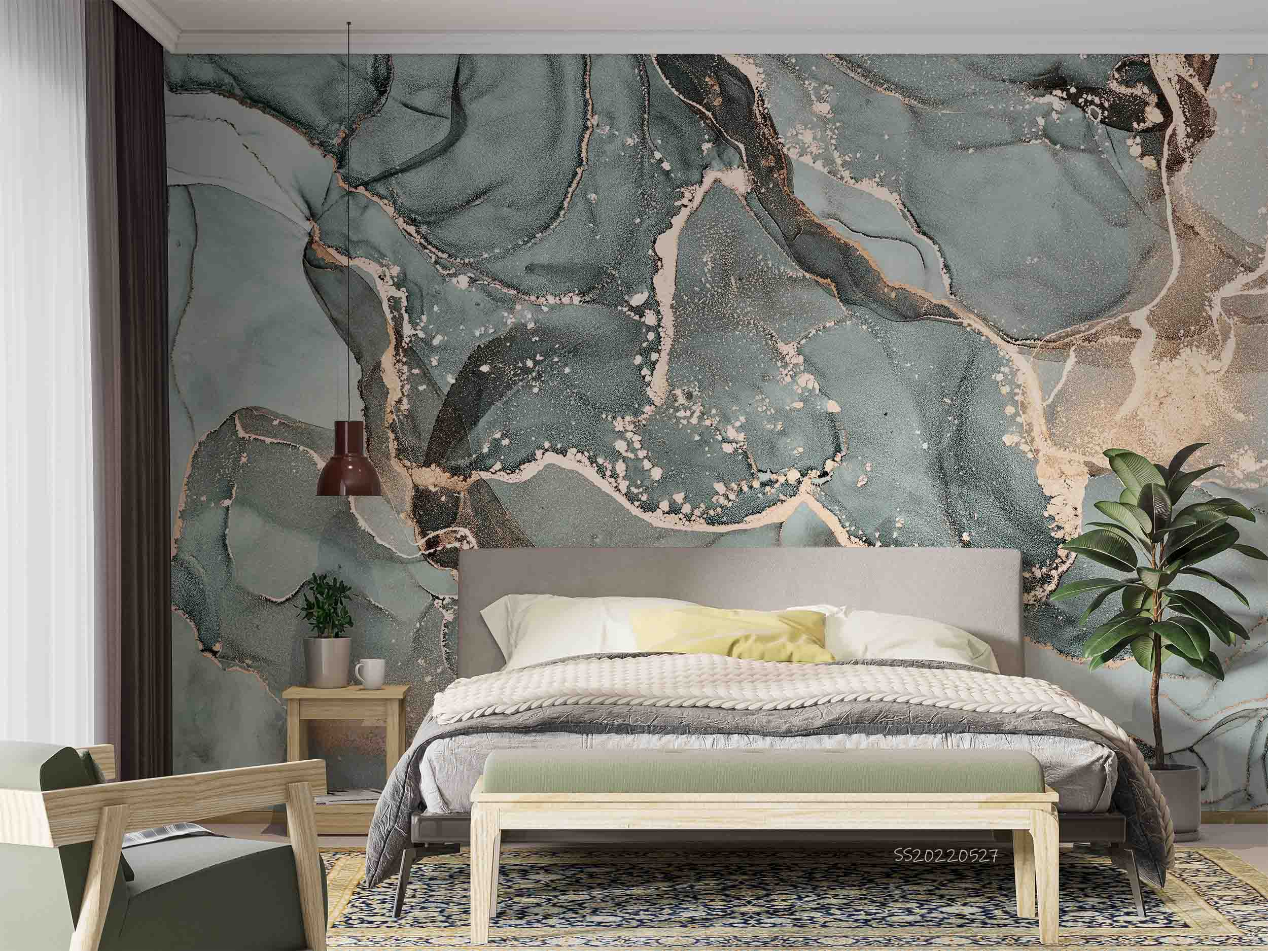 3D Abstract Black Golden Marble Texture Wall Mural Wallpaper GD 4172- Jess Art Decoration