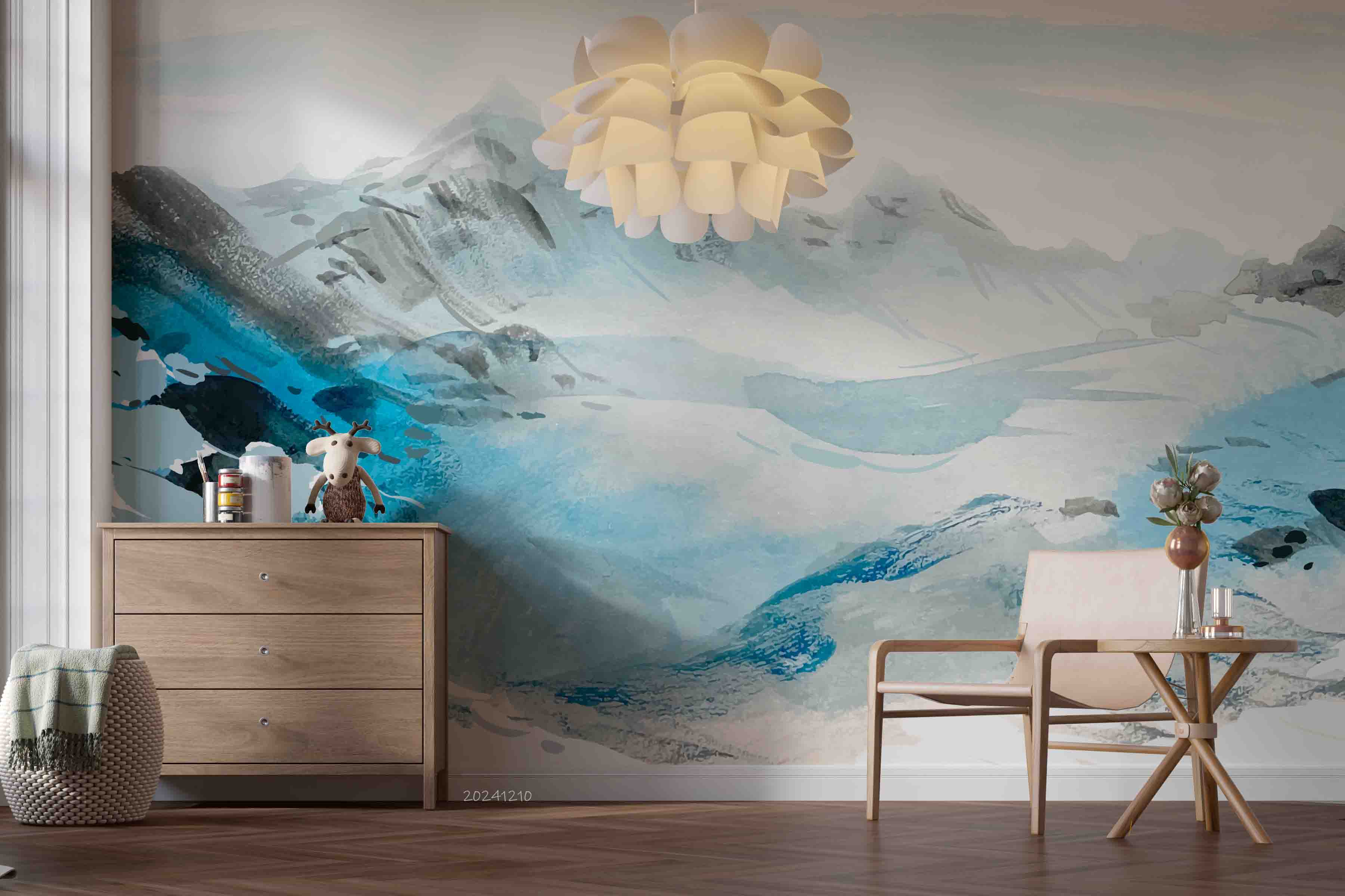 3D Blue Mountains Landscape Oil Painting Wallpaper Wall Mural Wall Decor Wall Art Wall Sticker Remoable Wallpaper LQH