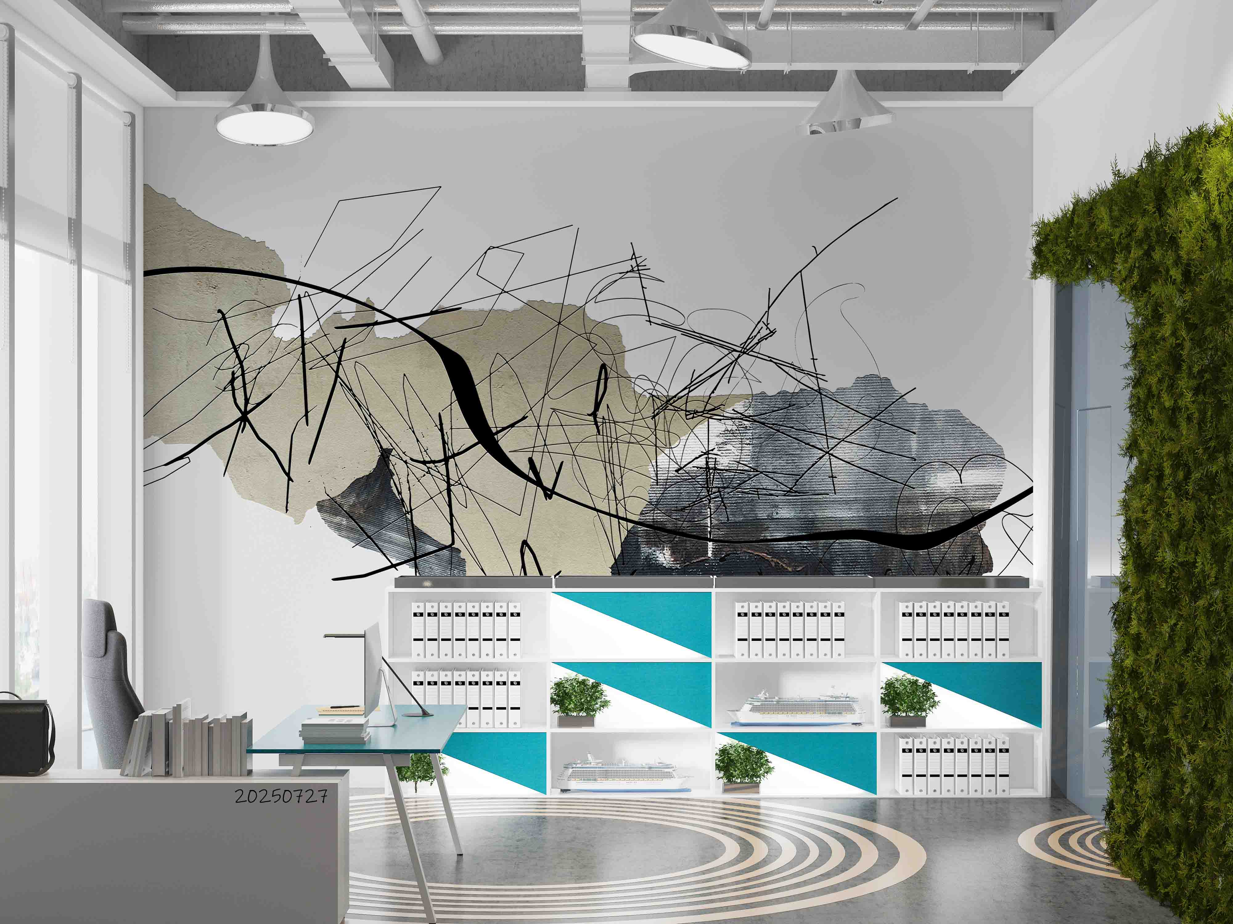 3D Office Business Technology Particle Mesh Wall Mural Wallpaper 9