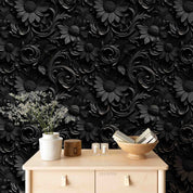 3D Black Floral Leaf Background Wallpaper Wall Mural Wall Decor Wall Art Wall Sticker Remoable Wallpaper