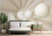 3D White Geometry Space Ball Wall Mural Wallpaper GD 4700- Jess Art Decoration