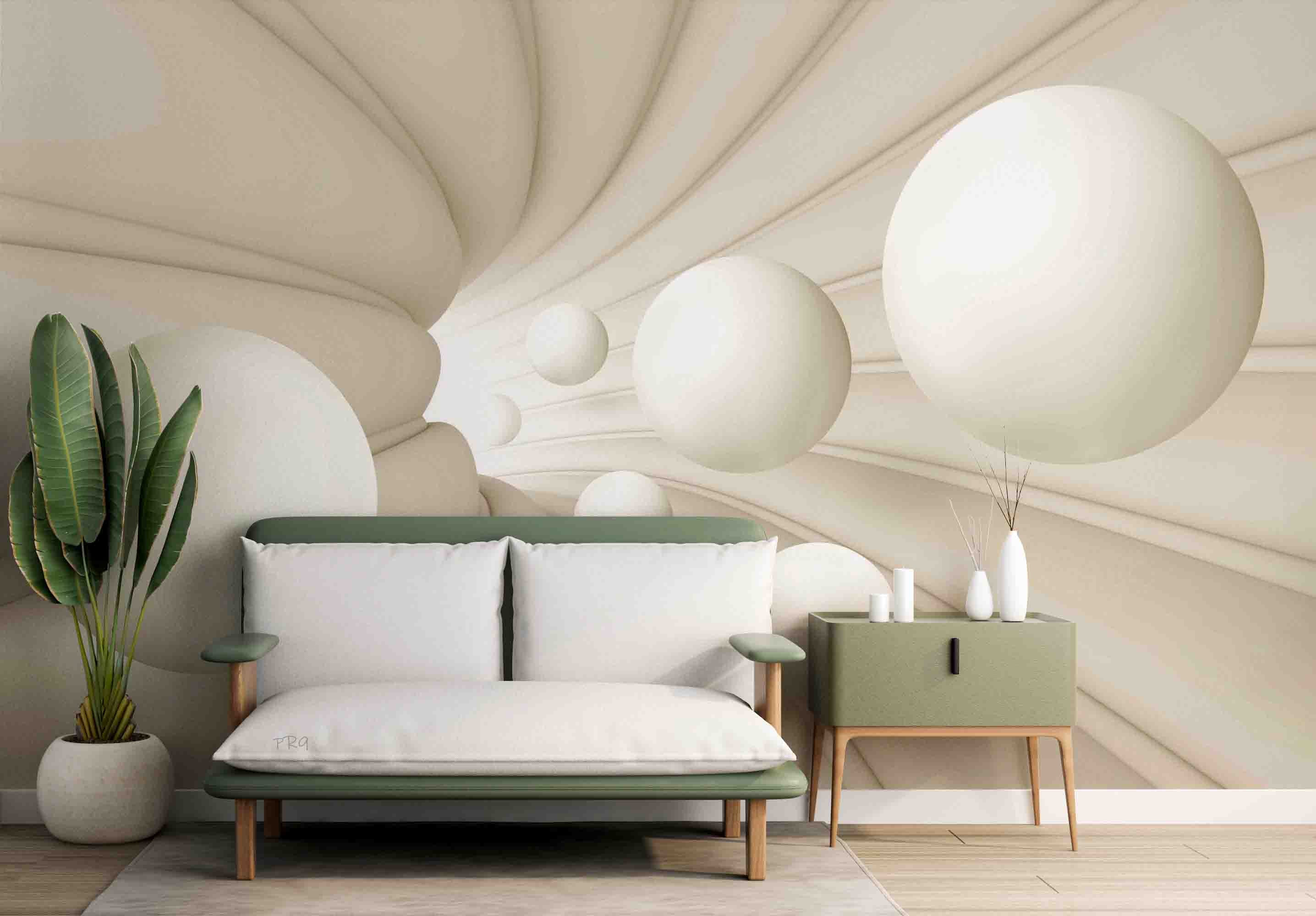 3D White Geometry Space Ball Wall Mural Wallpaper GD 4700- Jess Art Decoration