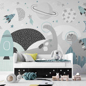 3D Mountain Dinosaur The Earth Rocket Wall Mural Wallpaper YXL 371