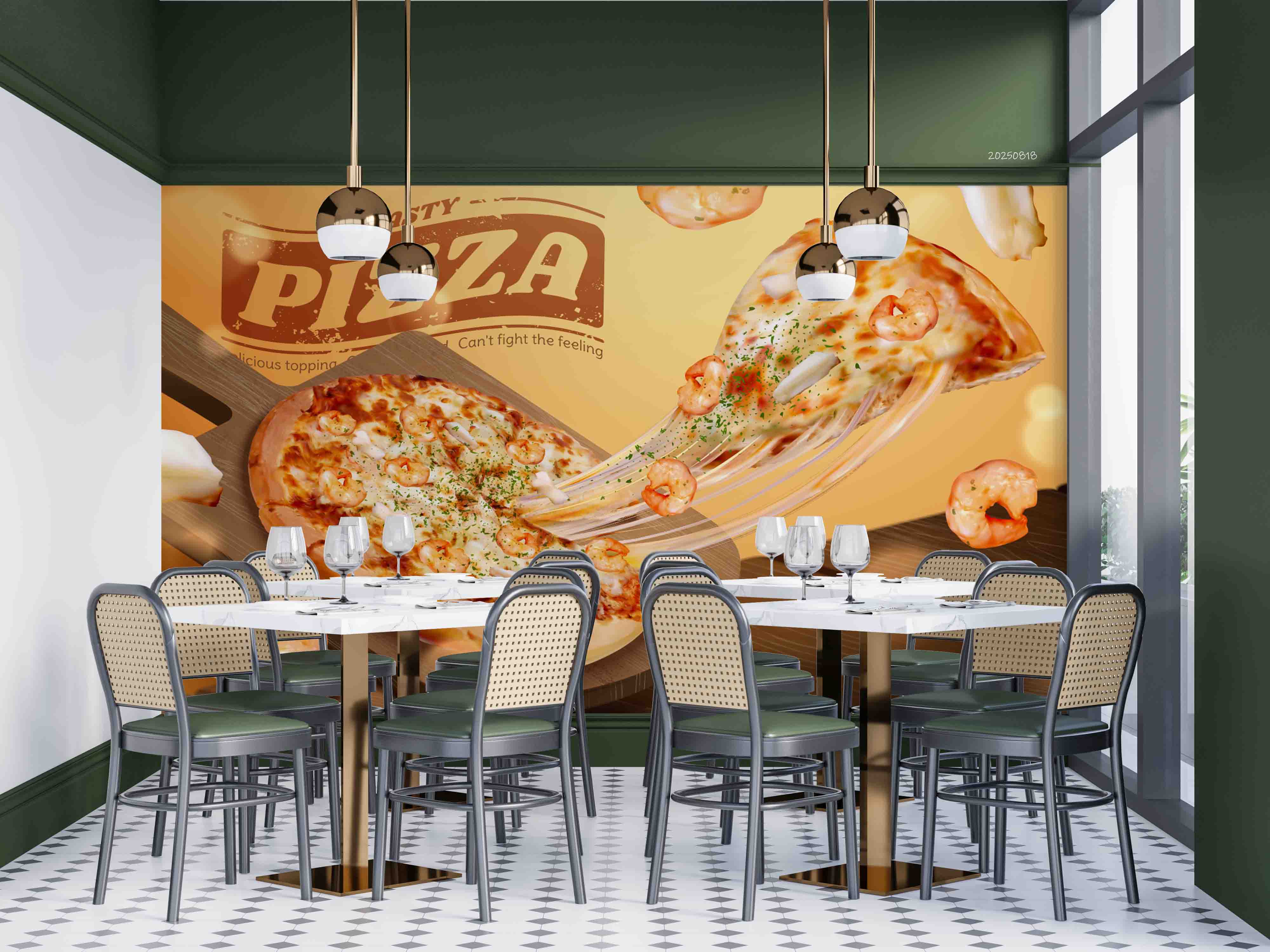 3D Restaurant Snack Bar Diner Fast Food Pizza Wall Mural Wallpaper 28