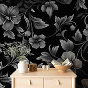 3D Black Floral Background Wallpaper Wall Mural Wall Decor Wall Art Wall Sticker Remoable Wallpaper
