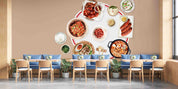 3D Korean Food Design Spicy Chicken Kimchi Watercolor Illustration Wall Mural Wallpaper GD 5487- Jess Art Decoration