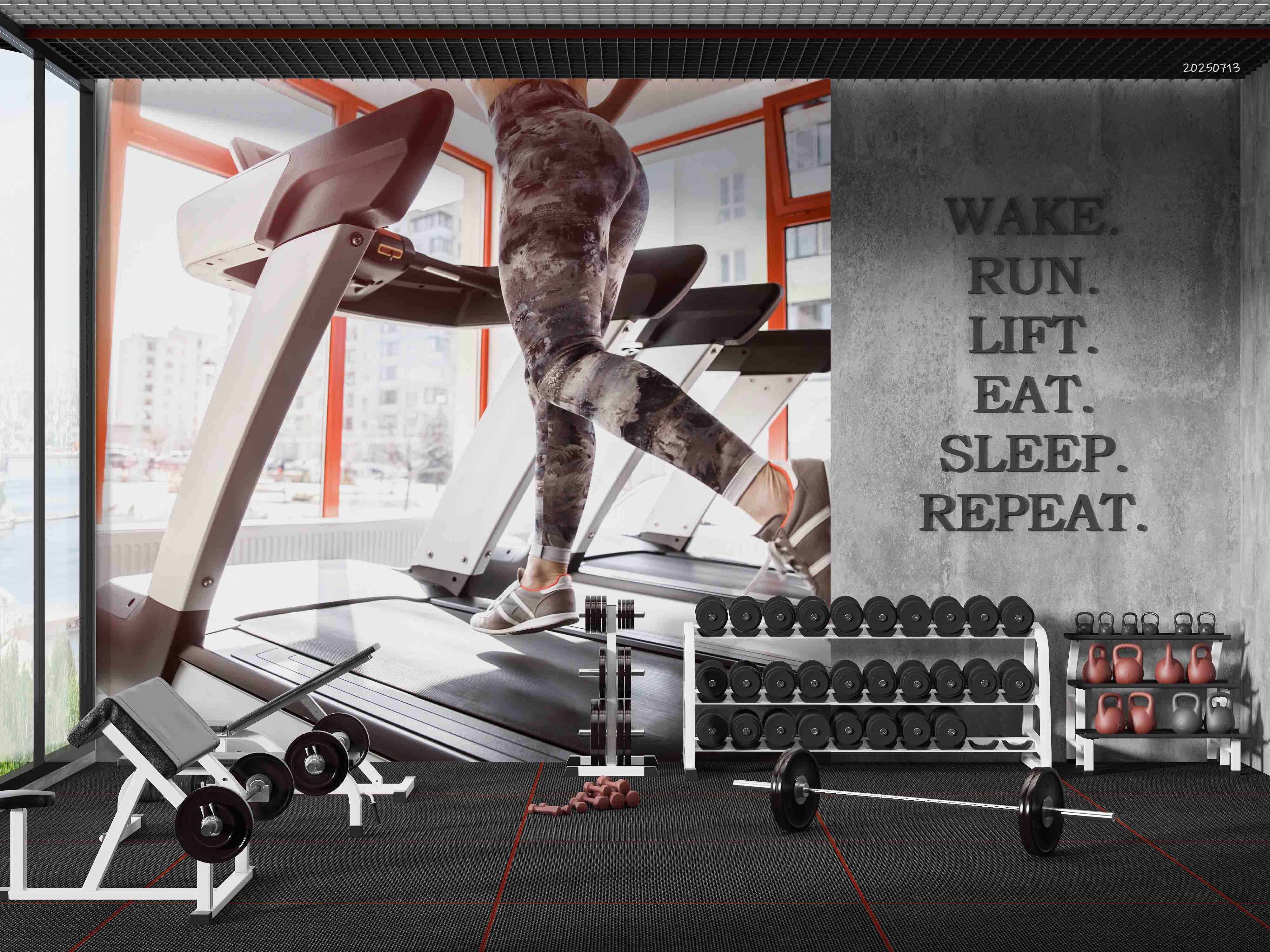 3D Gym Fitness Gymnasium Dumbbell Wall Mural Wallpaper 23