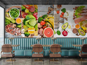 3D Healthy Keto Diet Fruits Vegetables Seafood Meat Wall Mural Wallpaper GD 5241- Jess Art Decoration