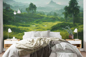 3D Forest Tree Mountain Grassland Sea Wall Mural Wallpaper YXL 741