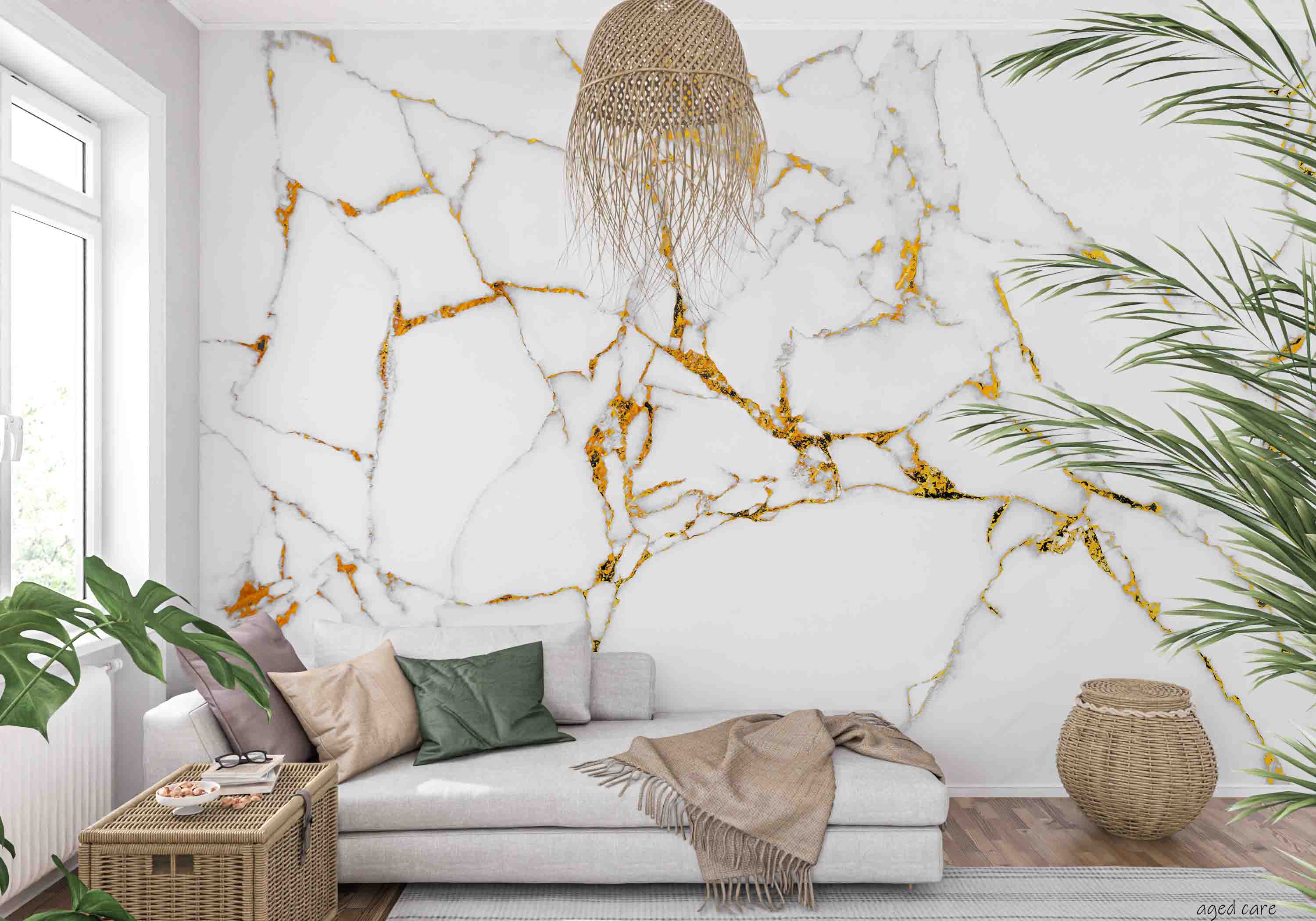 3D Aged Care Retirement Home Gerocomium Rest Home Marble White Gold Wall Mural Wallpaper 34