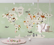 3D World Map Animal Penuins Wall Mural Wallpaper YXL 1- Jess Art Decoration
