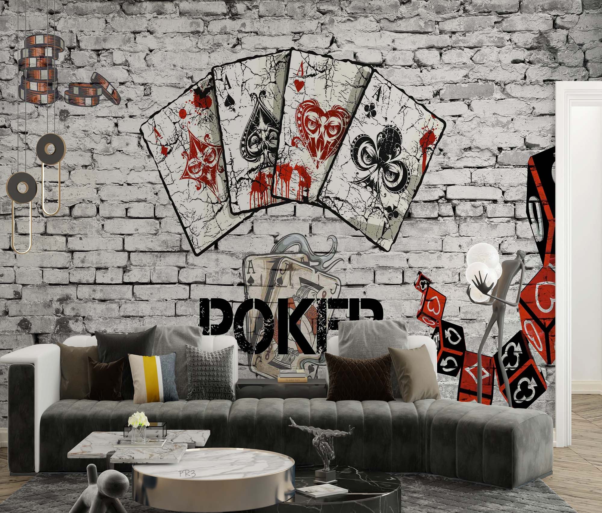 3D Abstract Art Graffiti Poker Wall Texture Wall Mural Wallpaper GD 3814- Jess Art Decoration