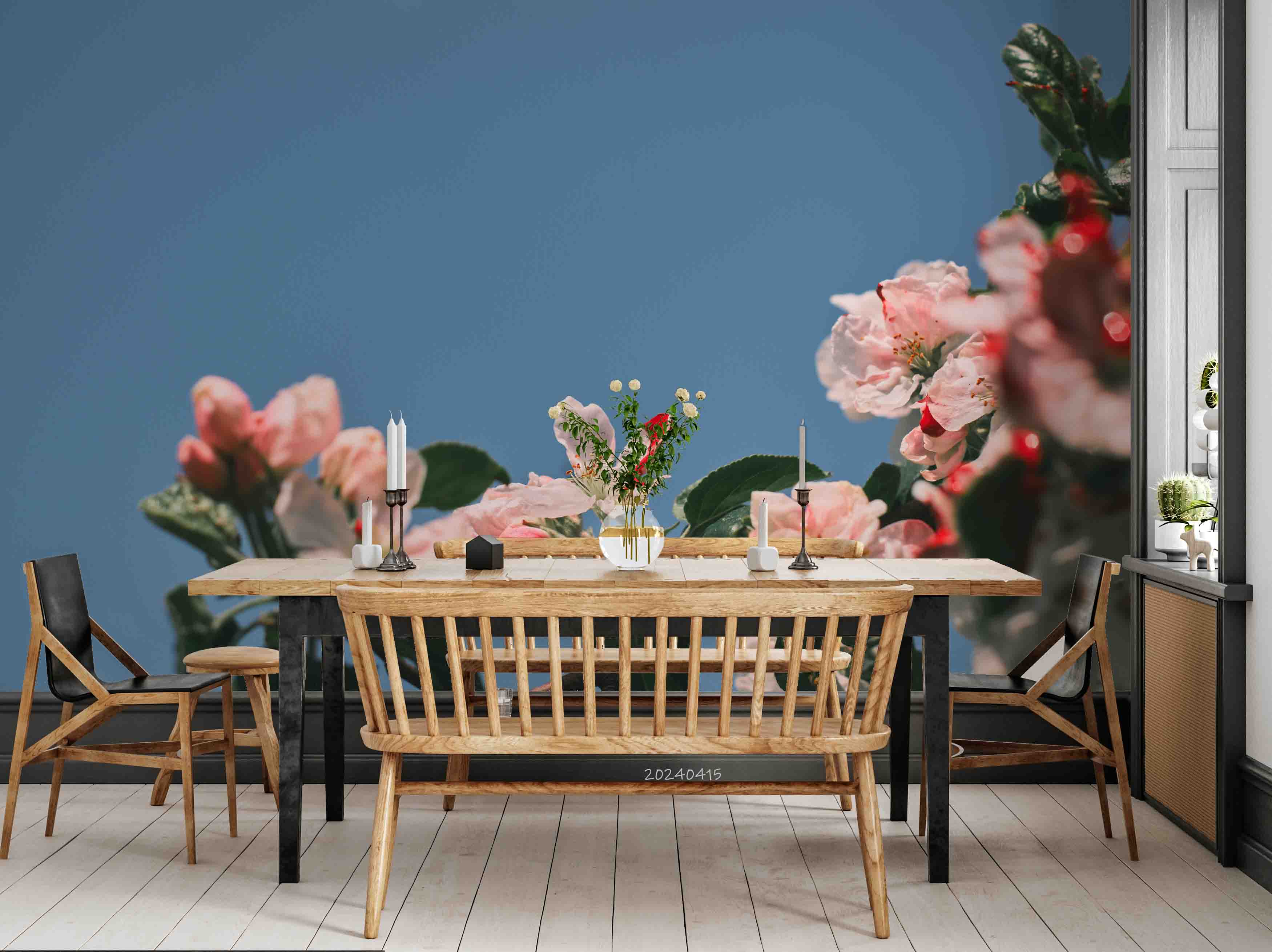 3D Blue Sky Pink Floral Wallpaper Wall Mural Wall Decor Wall Art Wall Sticker Remoable Wallpaper