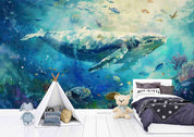 3D Sea Turtle Whale Fish Coral Ripple Wall Mural Wallpaper YXL 685