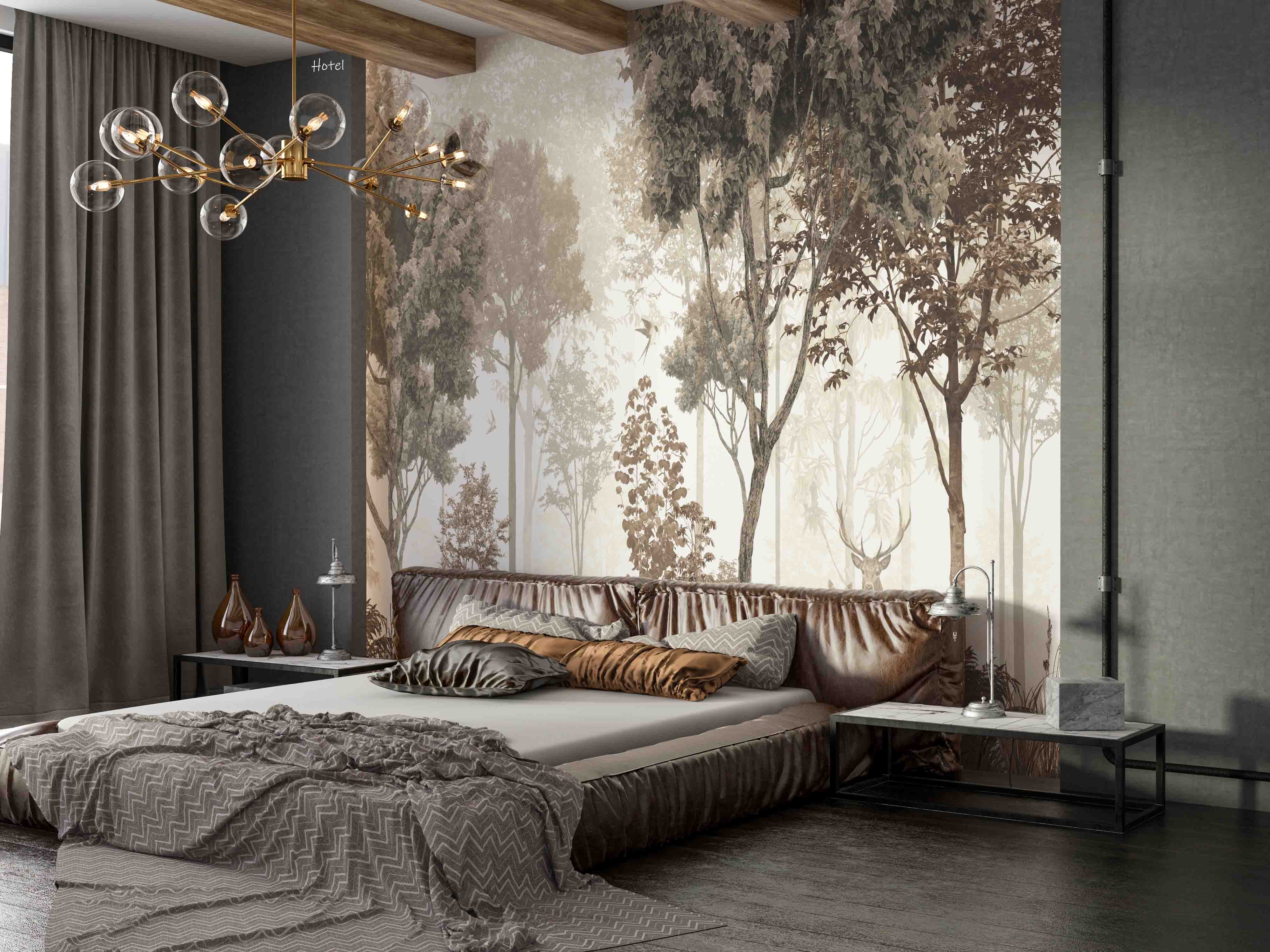 3D Hotel Inn Motel Hostel Resort Manor Scenery Forest Wall Mural Wallpaper 11