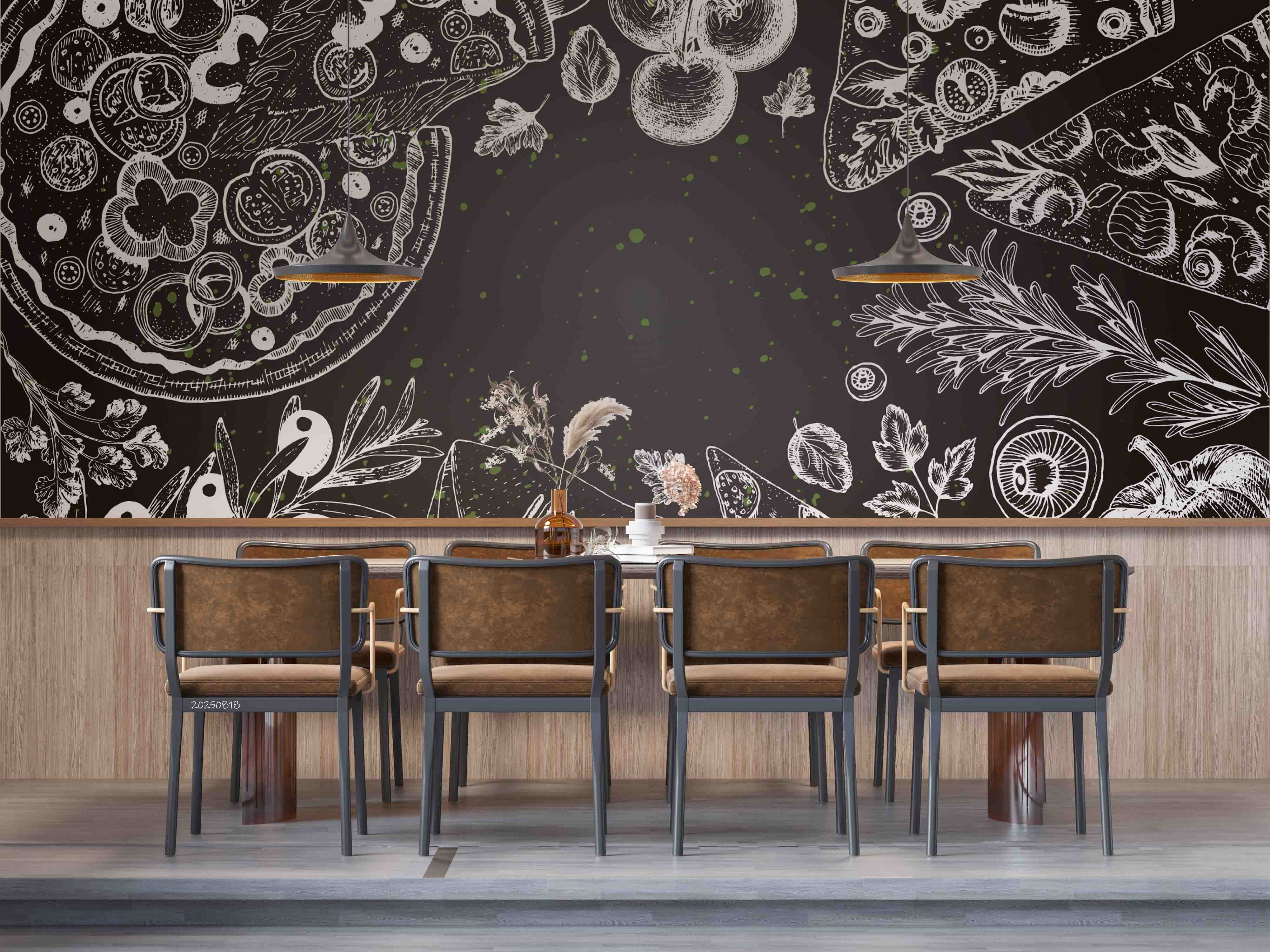 3D Restaurant Snack Bar Diner Fast Food Pizza Wall Mural Wallpaper 53