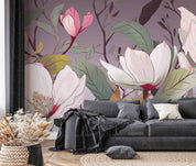 3D Hand Drawn Pink Magnolia Blossom Wallpaper Wall Mural Wall Decor Wall Art Wall Sticker Remoable Wallpaper 6